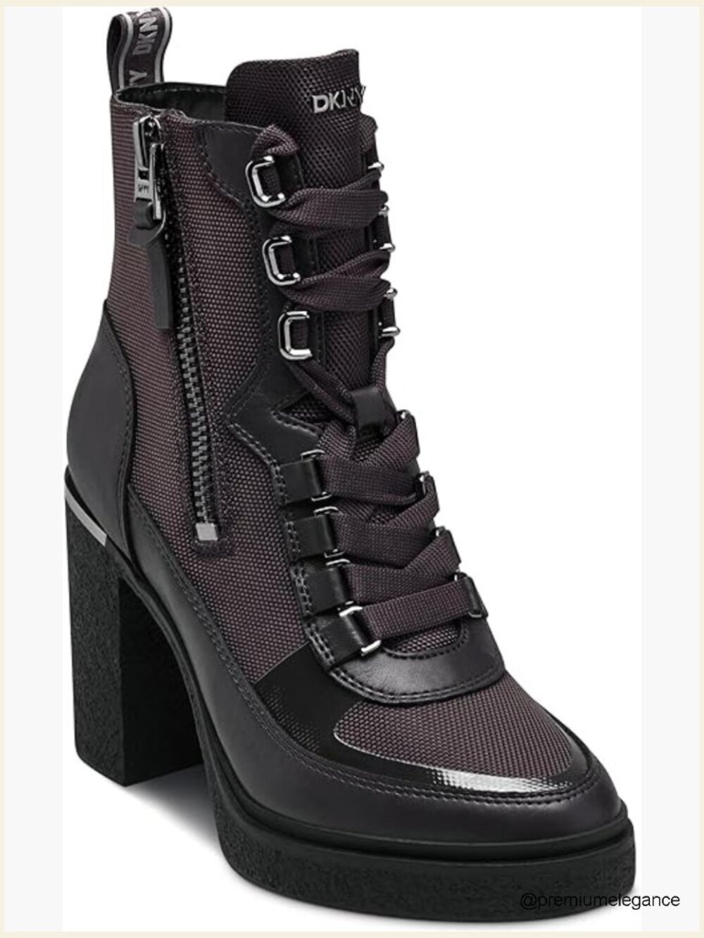 Platform Combat Boot with Block Heel Ankle Booties Faux Leather